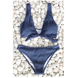 Blue Tie Bikini Set